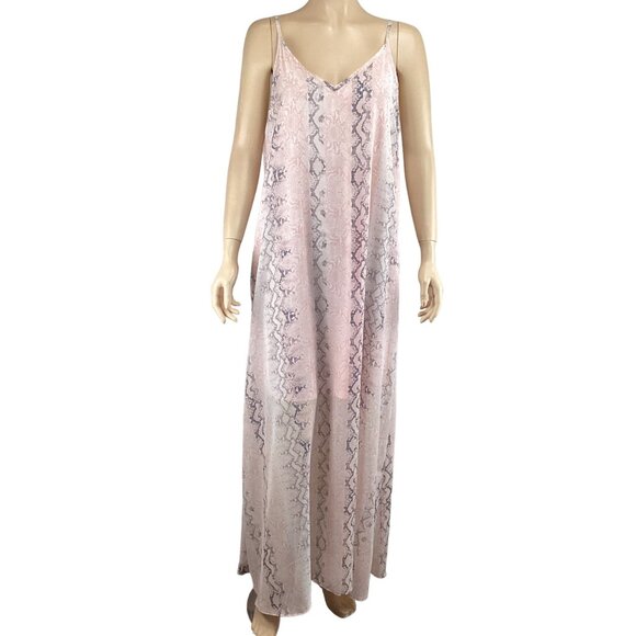 White Birch Dress Maxi‎ Size Large Pink & Gray Snake Print - Picture 1 of 8